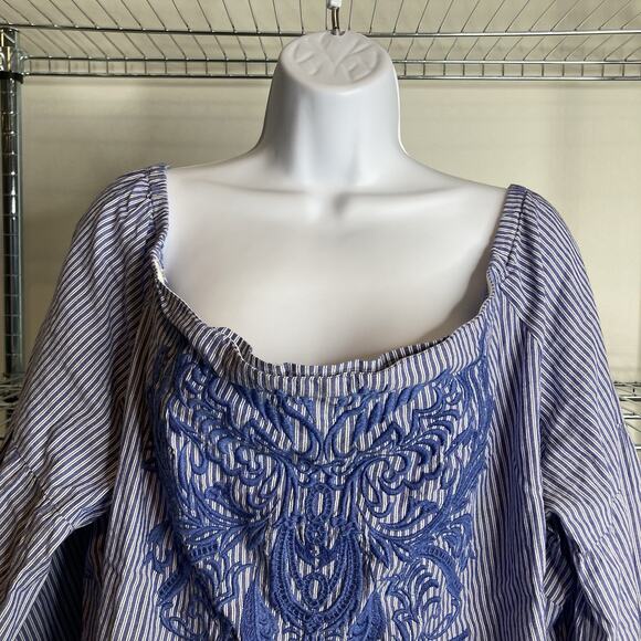 Macy’s INC Women's Embroidered Off Shoulder Blouse Size 3X Peasant Boho Festival - Picture 7 of 11